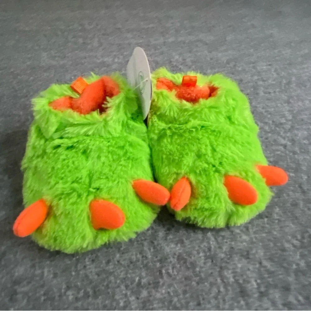 Wonder Nation Baby Slippers Shoes Size‎ 3 Green Slip On Fuzzy New
